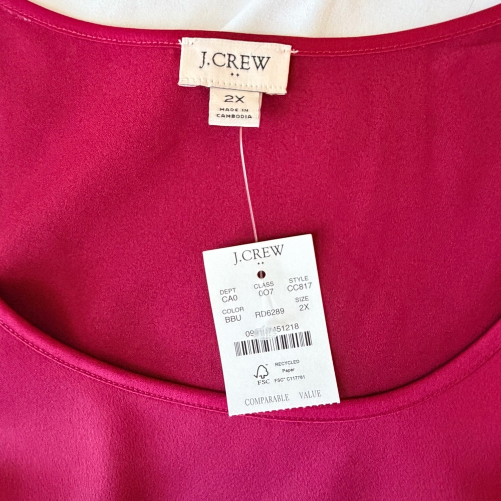 J. Crew Red sleeveless Blouse NWT Size 2XL - Picture 6 of 10